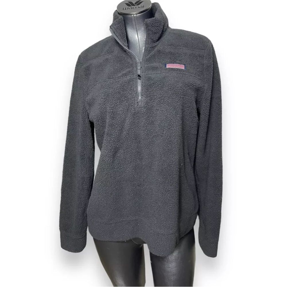Vineyard Vines Charcoal Grey Partial Zip Sherpa Jacket Womens Medium